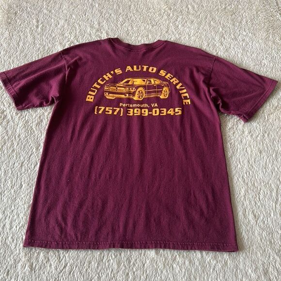 Butch's Auto Service short sleeve shirt maroon size large - Picture 4 of 16